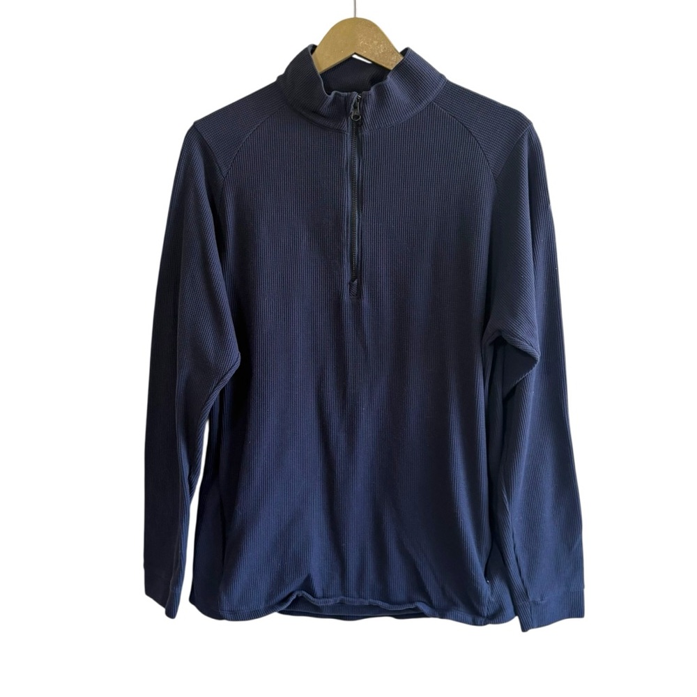 1st Phorm Men’s Navy Blue 1/4 Zip Thermal Pullover Travel Hiking Outdoor Knit